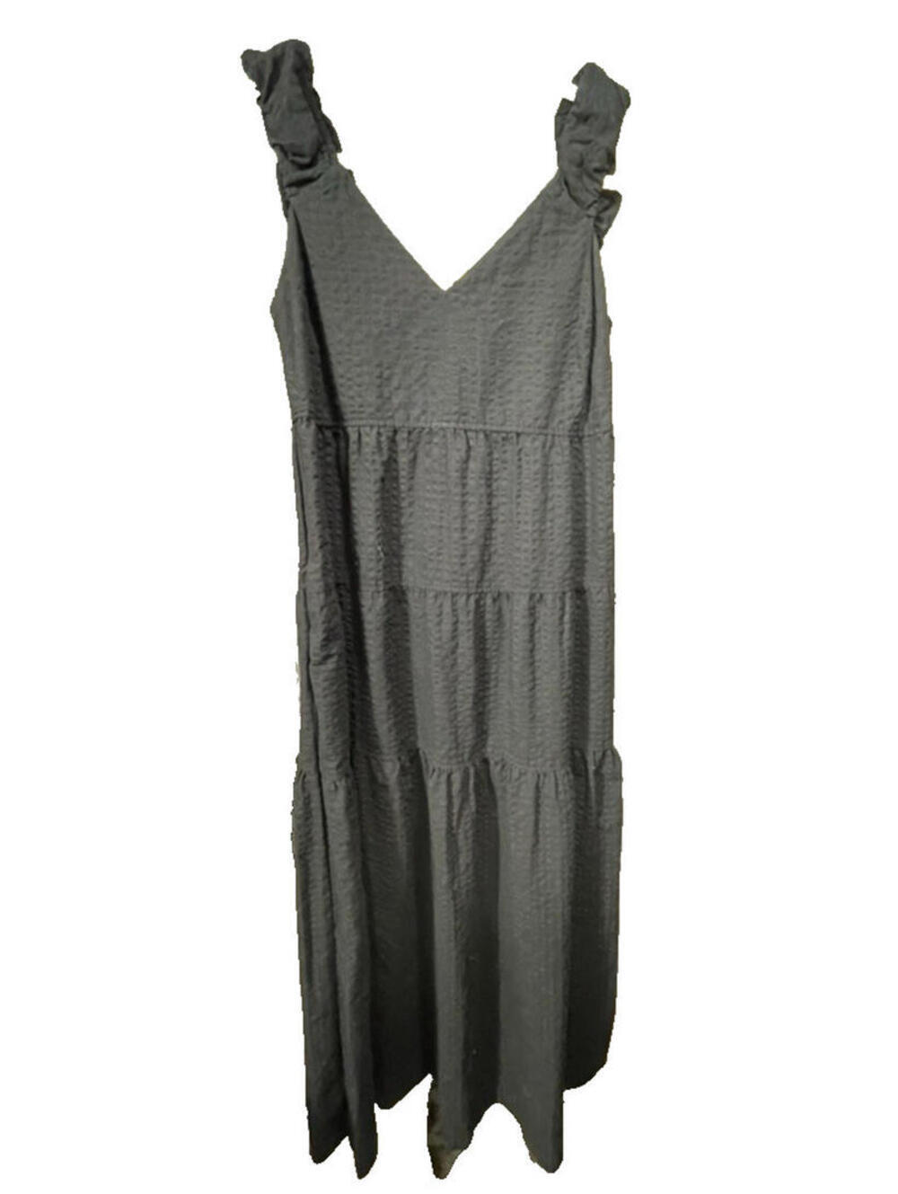Old Navy Black Tiered Midi Sundress W/ Bow Back And Scrunch Straps Sz Med Tall
